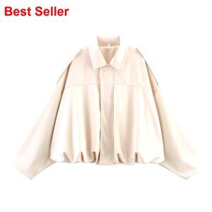 Faux Suede Bomber Jacket Oversized Lapel Pilot Coat Casual Streetwear